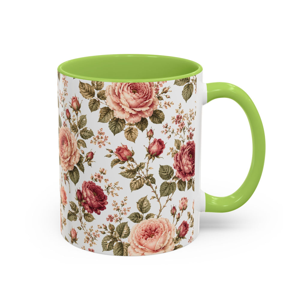 Floral Rose Accent Coffee Mug — Vintage Garden 11/15oz