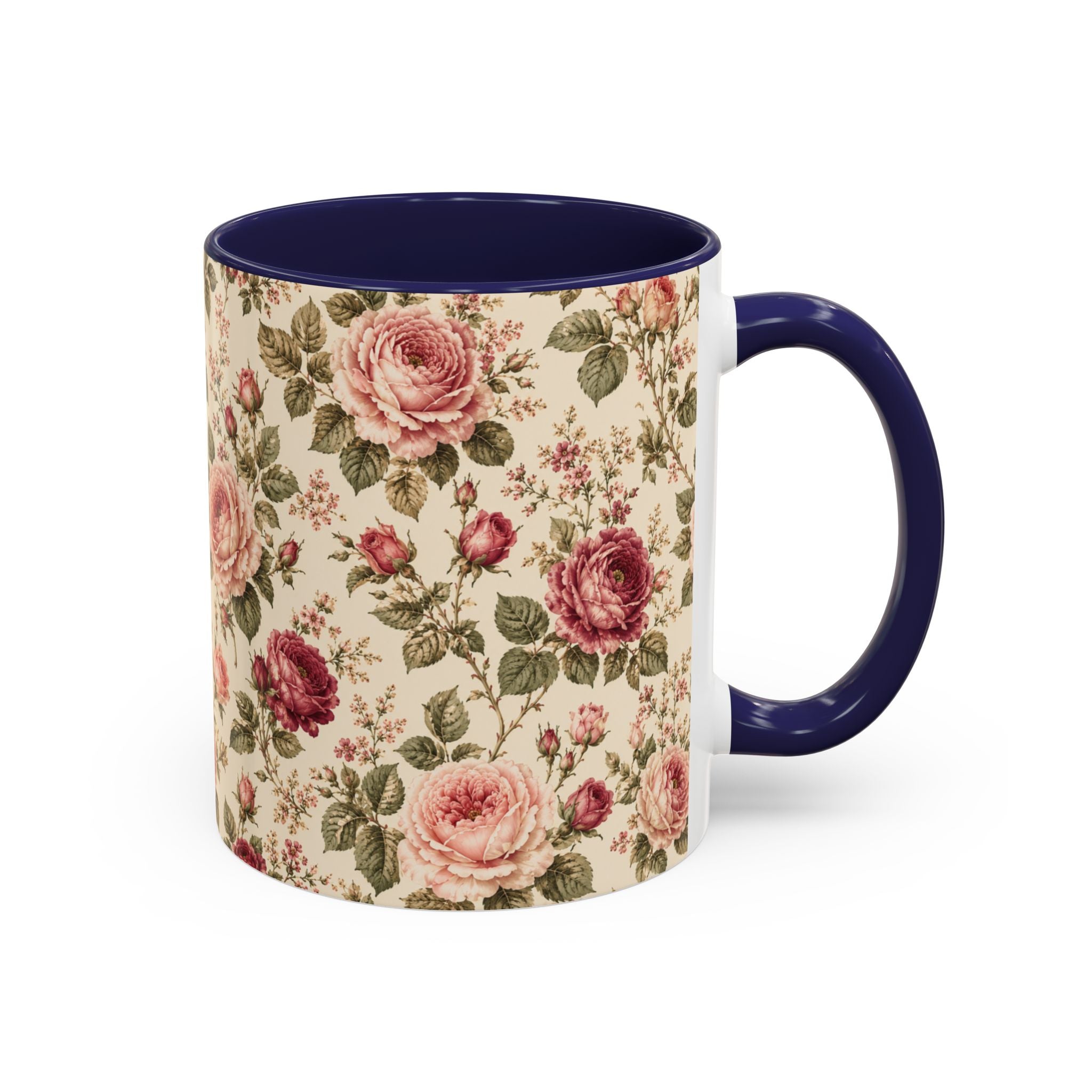 Vintage Rose Accent Coffee Mug – Floral 11/15oz