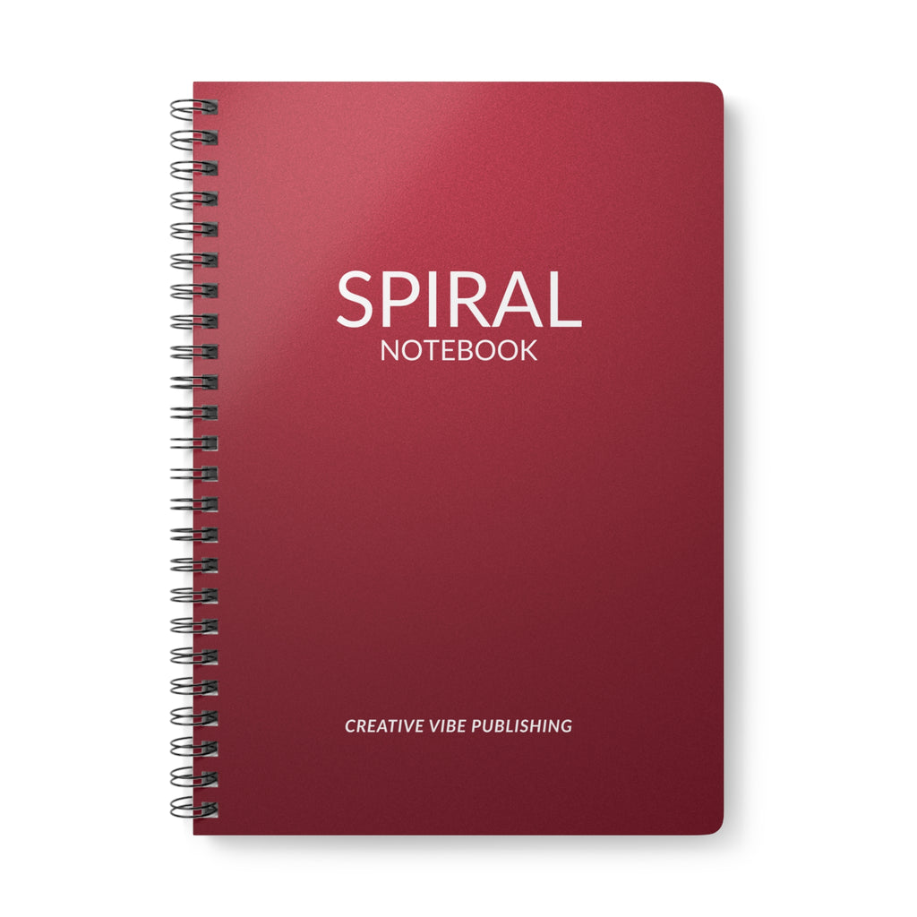 A5 Spiral Notebook — Burgundy 'SPIRAL NOTEBOOK' Softcover for Students & Journaling