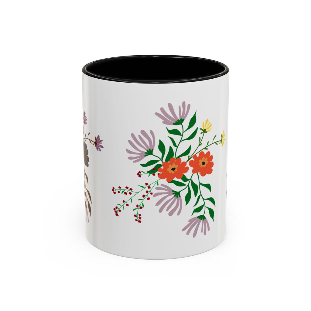 Floral Bouquet Accent Coffee Mug – Colorful Wildflower Design (11/15oz)