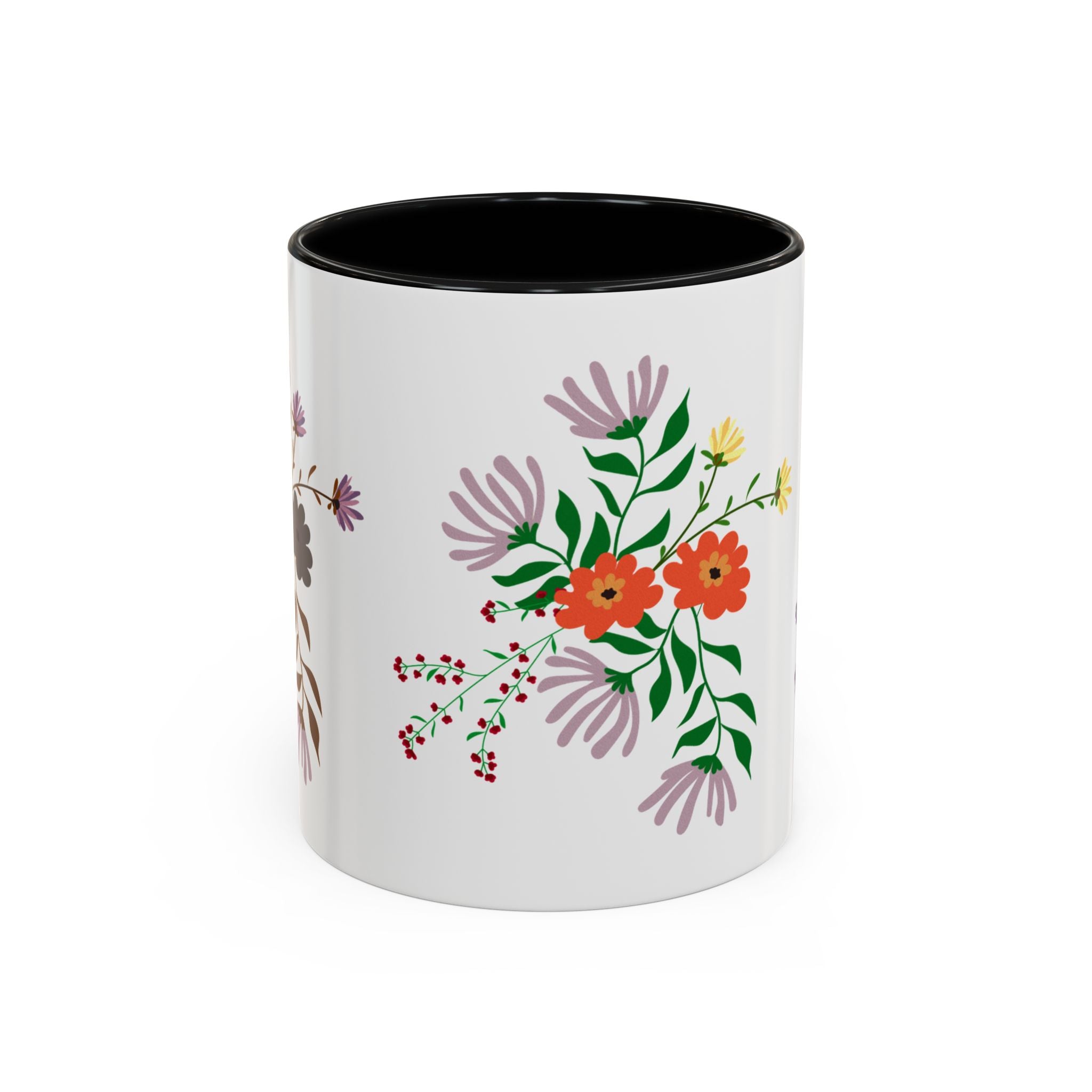 Floral Bouquet Accent Coffee Mug – Colorful Wildflower Design (11/15oz)