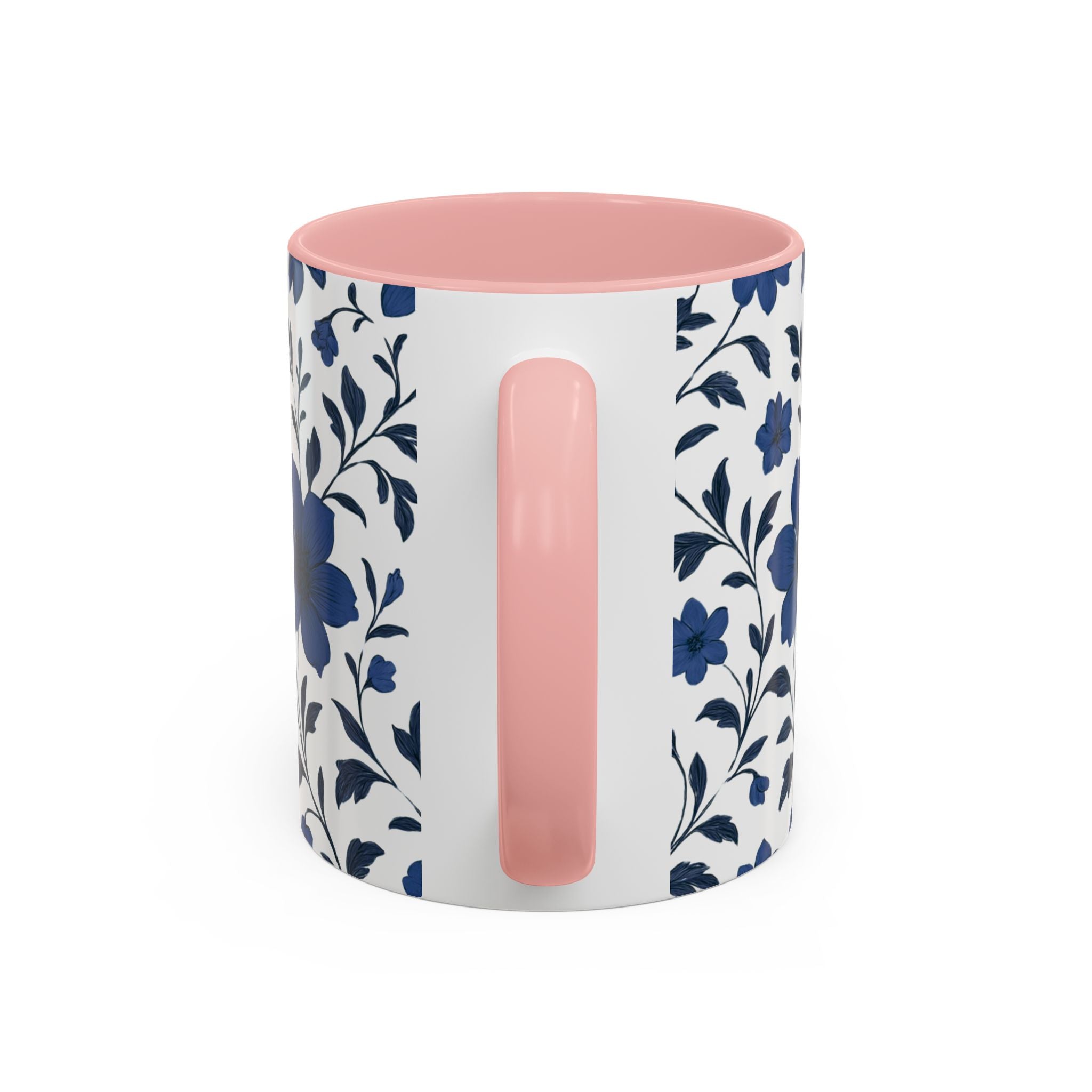 Blue Floral Accent Coffee Mug — Navy Blossom Pattern (11/15 oz)