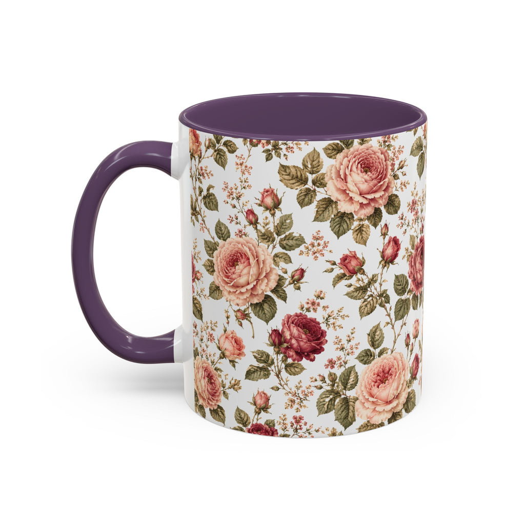 Vintage Rose Accent Coffee Mug — Floral Tea & Coffee Cup (11/15oz)