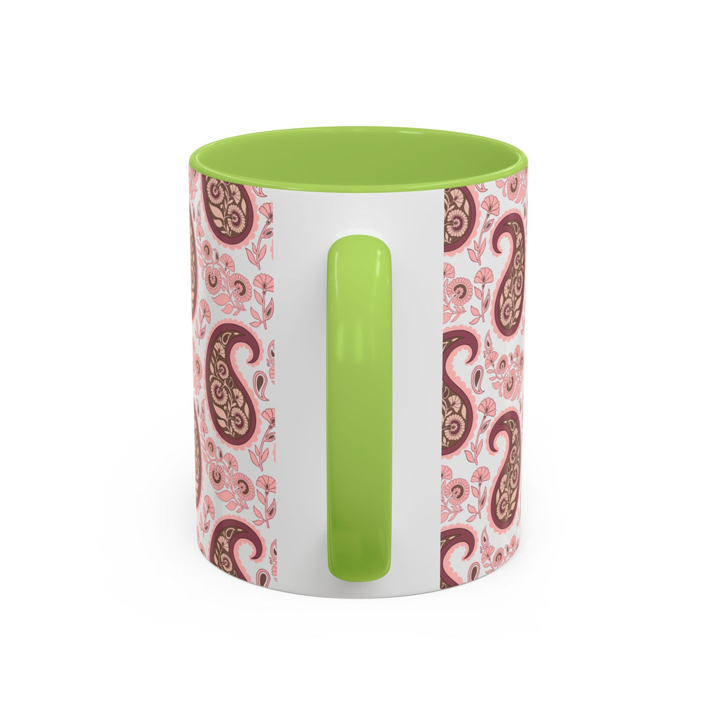 Pink Paisley Accent Coffee Mug — Decorative Floral Pattern 11/15oz