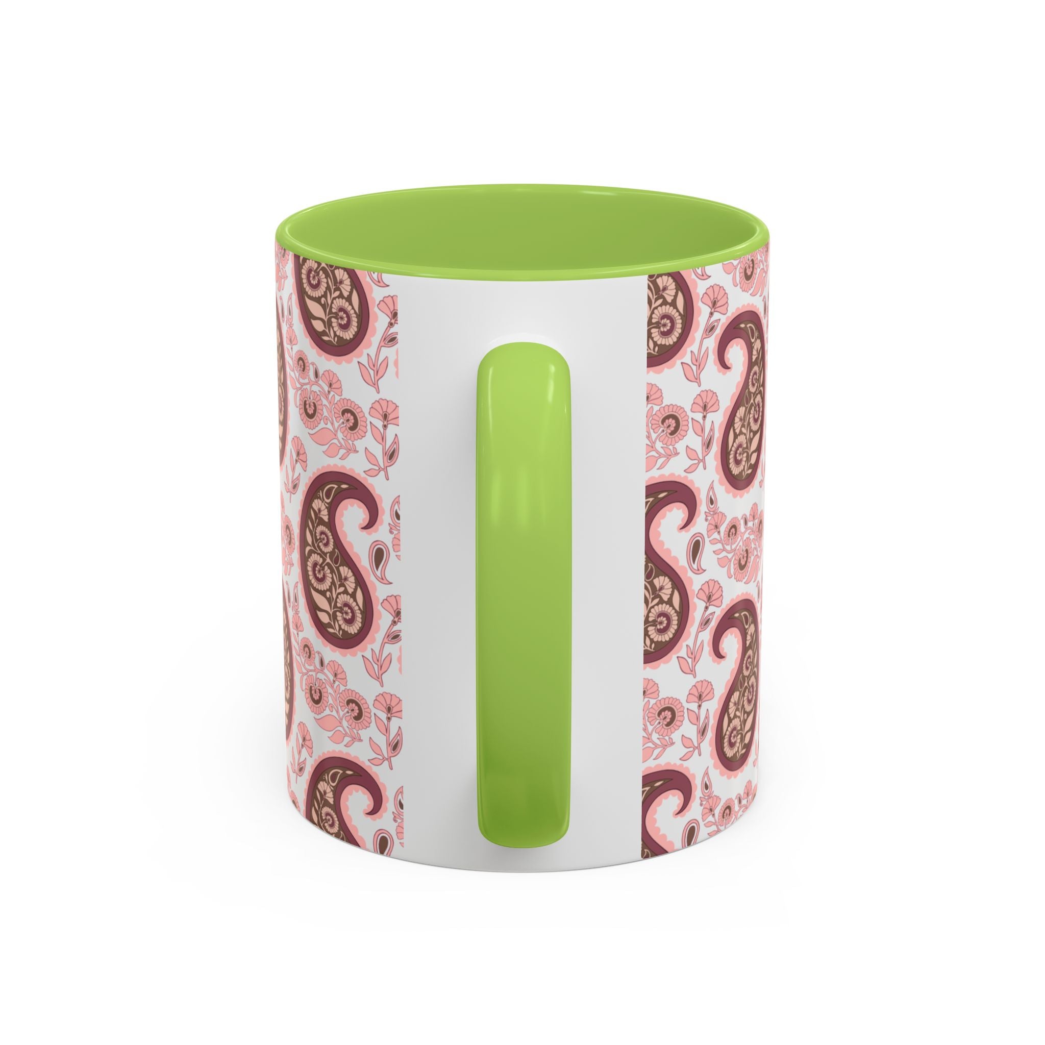 Pink Paisley Accent Coffee Mug — Decorative Floral Pattern 11/15oz