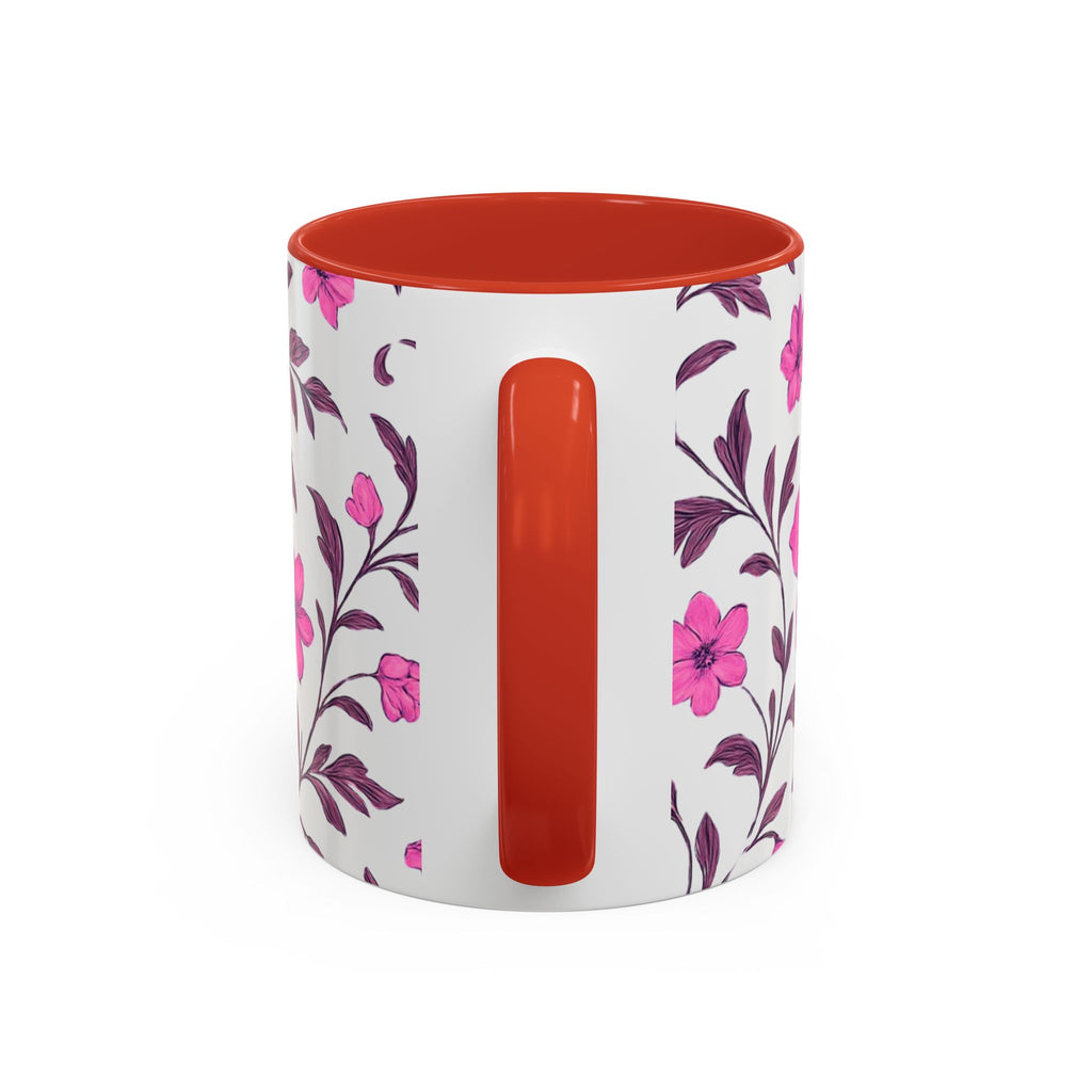 Pink Floral Accent Coffee Mug — 11/15oz
