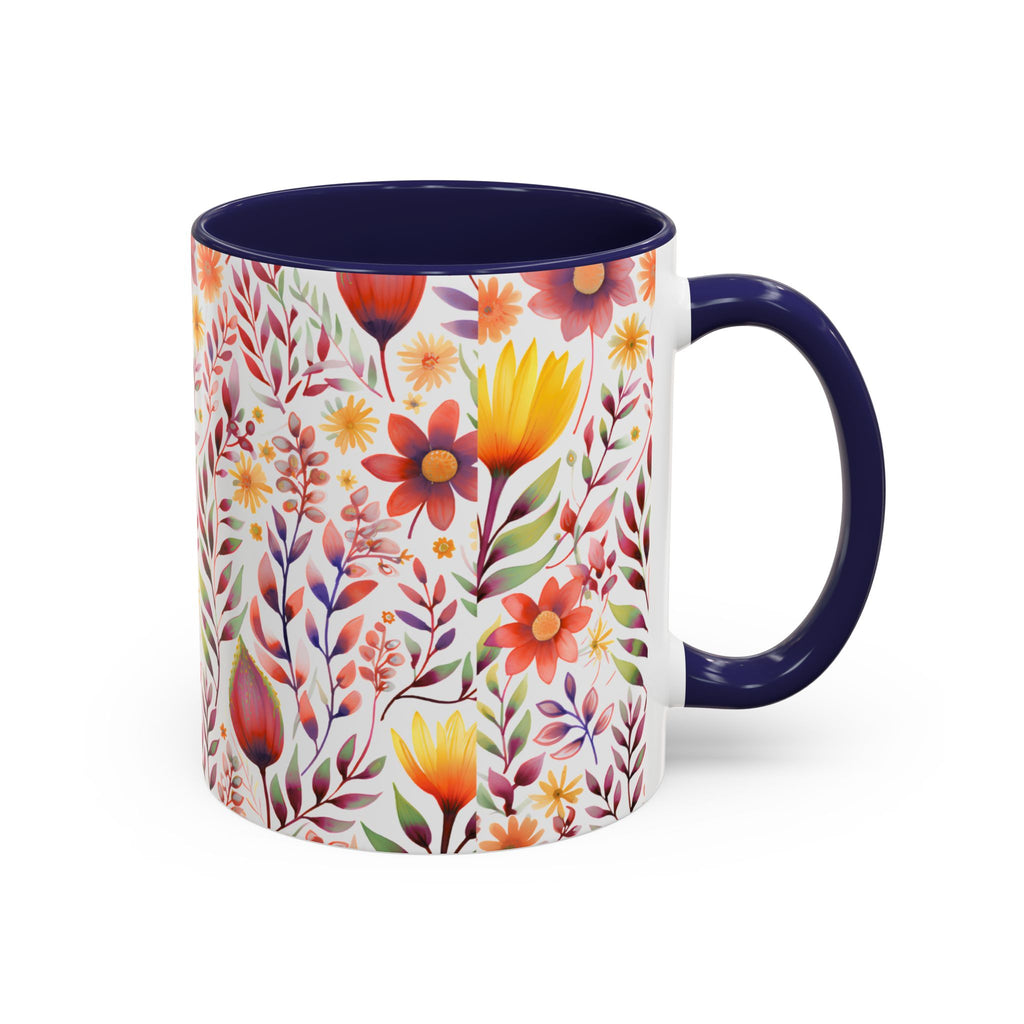 Floral Accent Coffee Mug – Colorful Watercolor Garden Design (11/15oz)