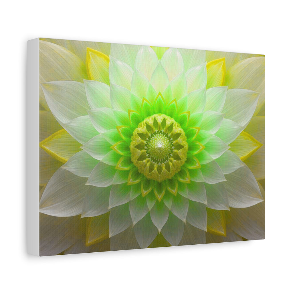 Green Lotus Mandala Canvas Wall Art — Stretched Matte Floral Decor