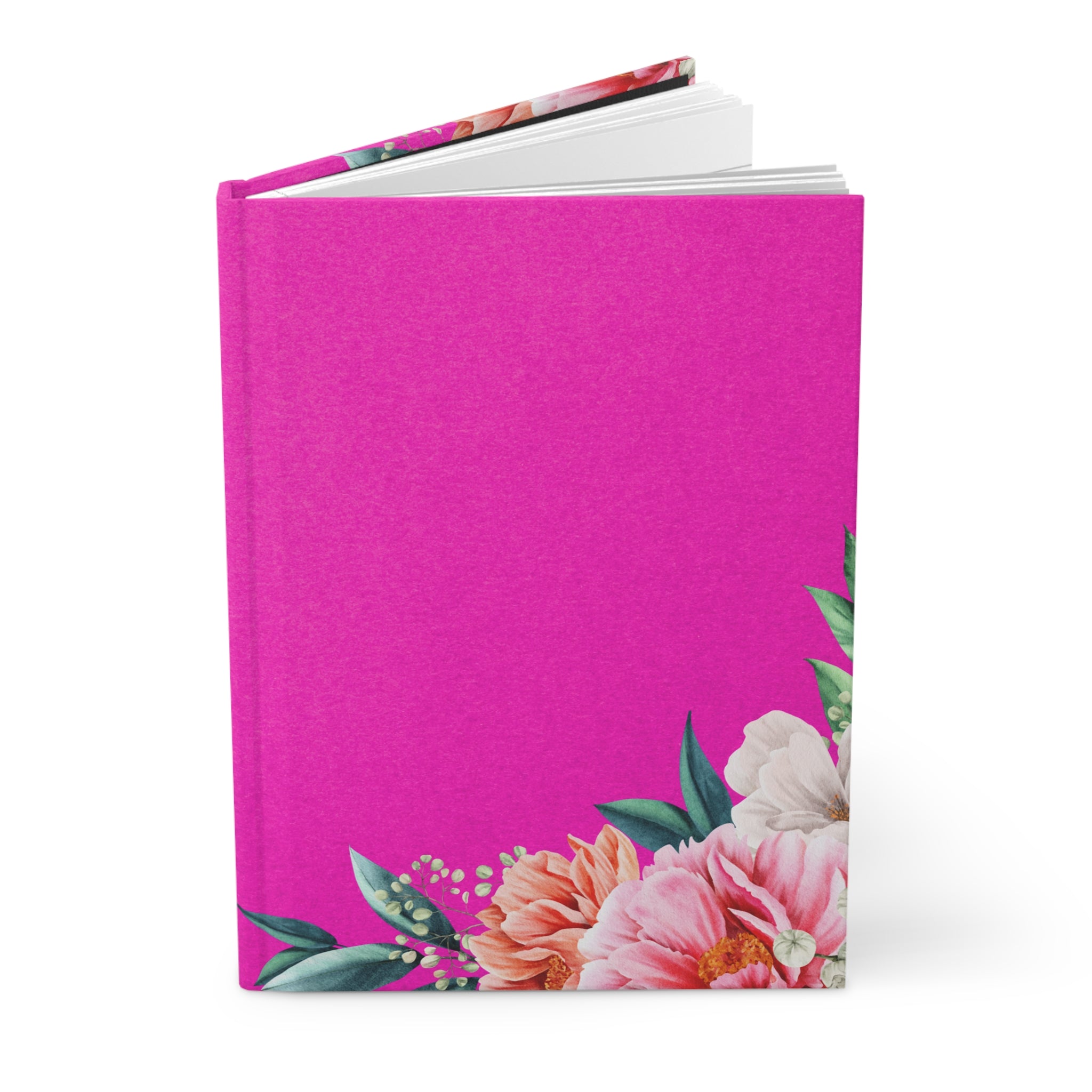 Floral Pink Hardcover Journal – Bright Floral Notebook for Notes & Gifts