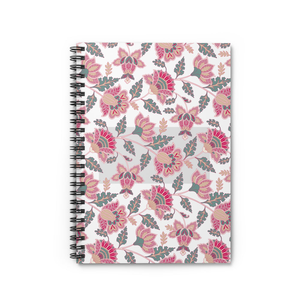 Floral Spiral Notebook — Pink Boho Flower Ruled Journal
