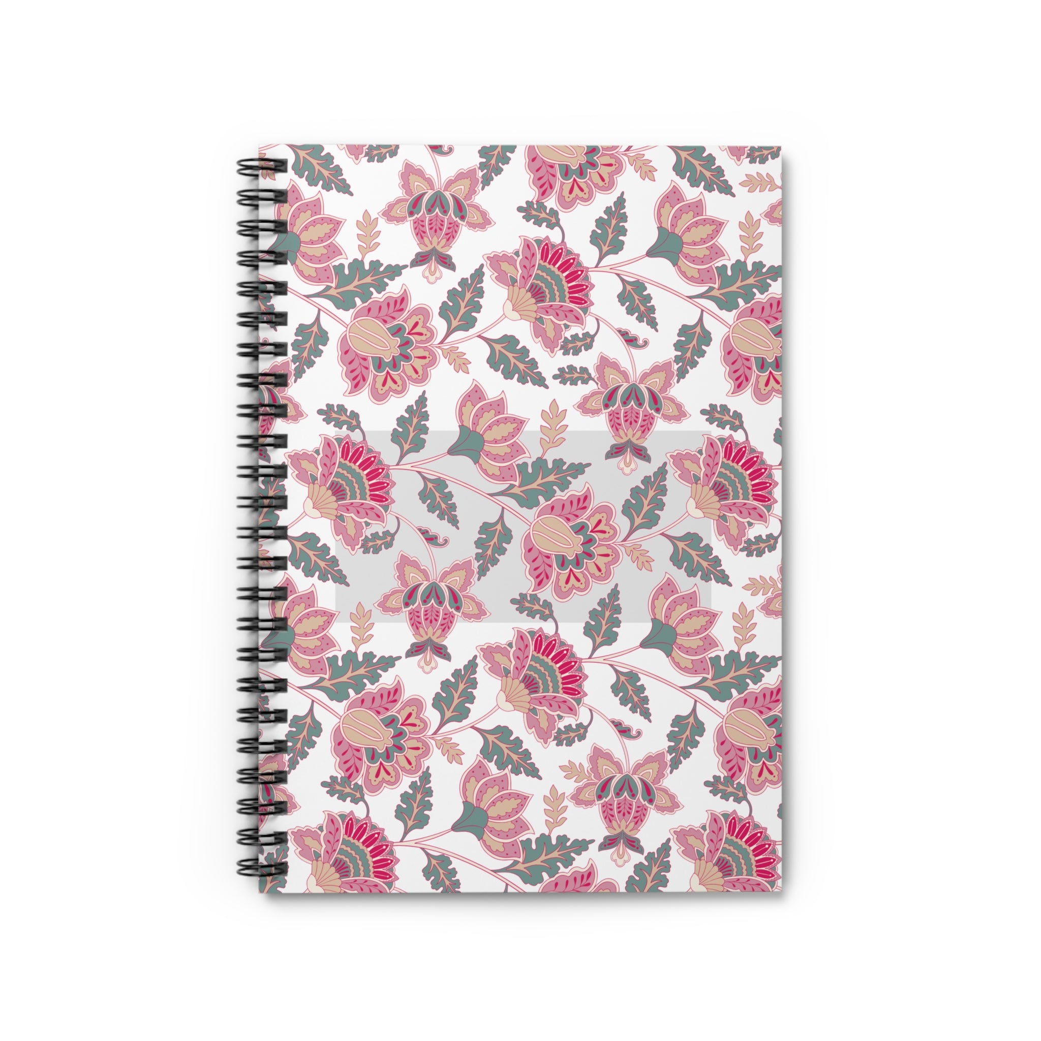 Floral Spiral Notebook — Pink Boho Flower Ruled Journal