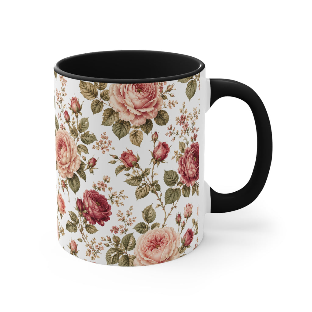 Vintage Rose Accent Mug – Pink Interior Floral Coffee Cup