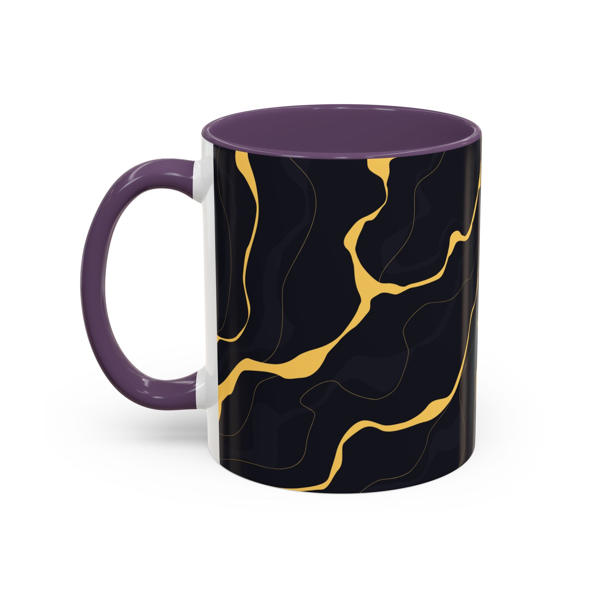 Black & Gold Marble Accent Coffee Mug — 11/15oz