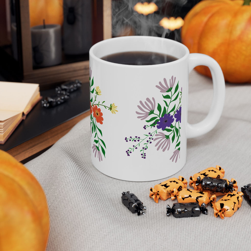Floral Bouquet Ceramic Mug — Colorful Wildflower Coffee Cup (11oz & 15oz)
