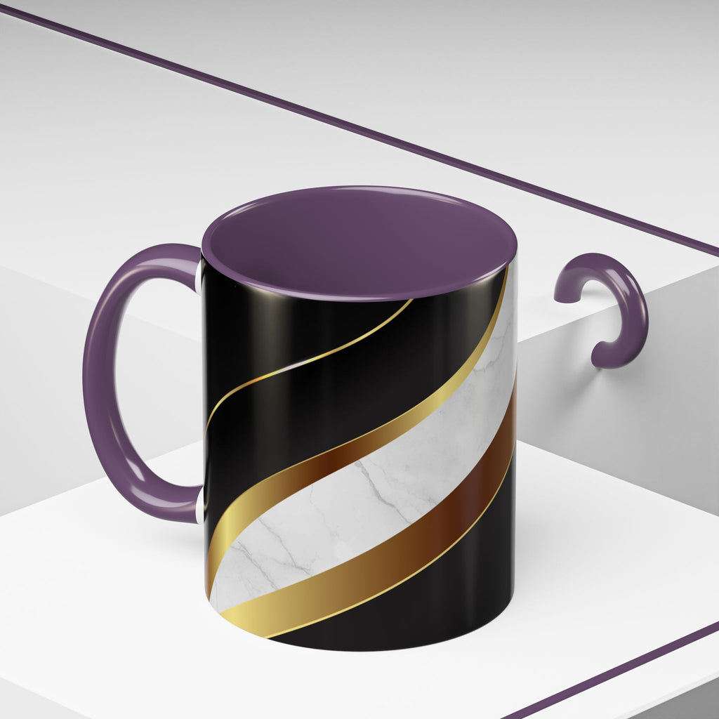 Black Marble Accent Coffee Mug — Gold Ribbon Elegance (11/15oz)