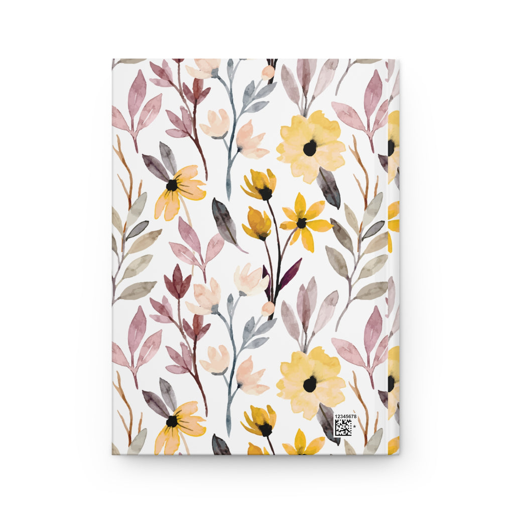 Floral Watercolor Hardcover Journal – Yellow & Blush Botanical Notebook