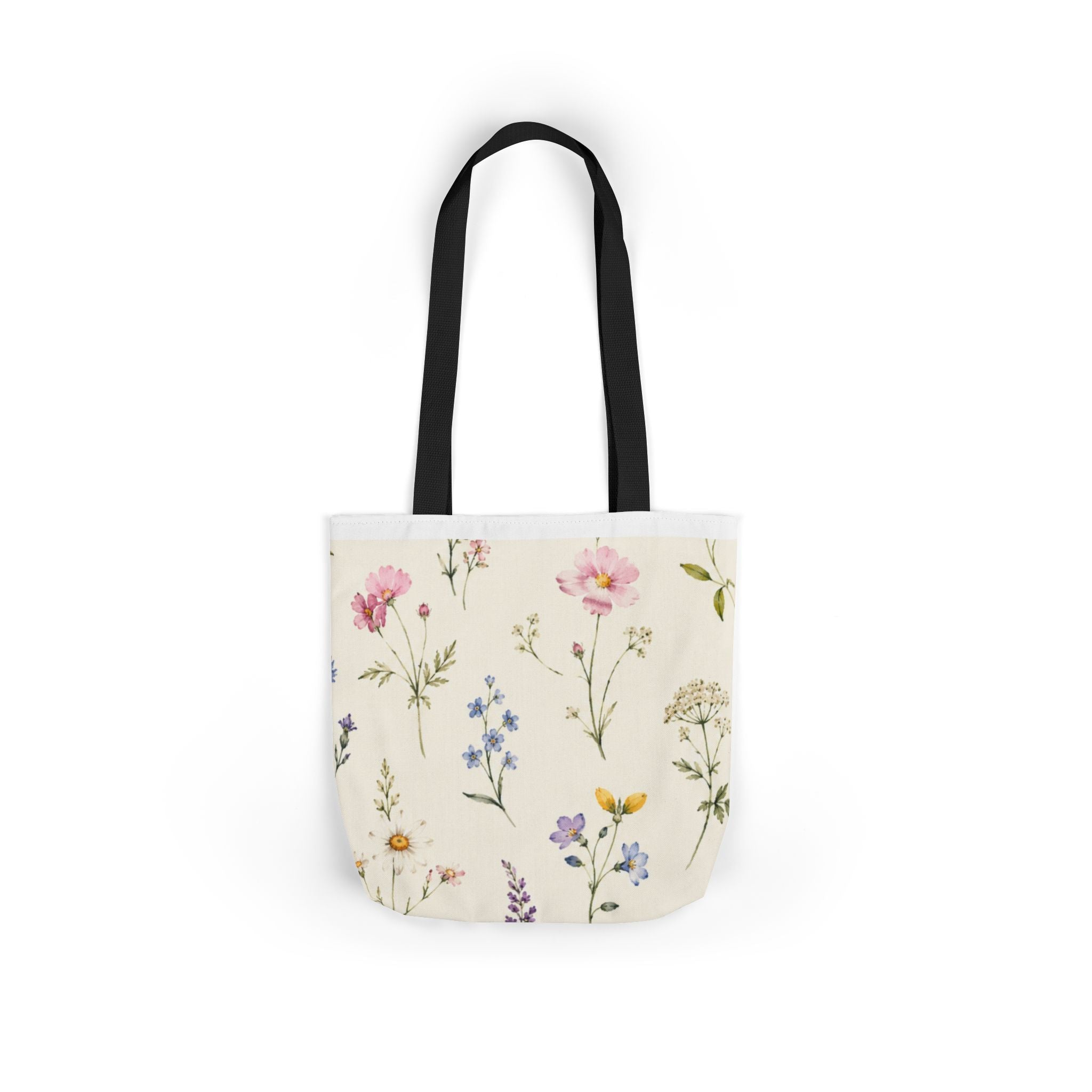 Floral Wildflower Canvas Tote Bag – Vintage Botanical Print, Everyday Market & Gift Tote