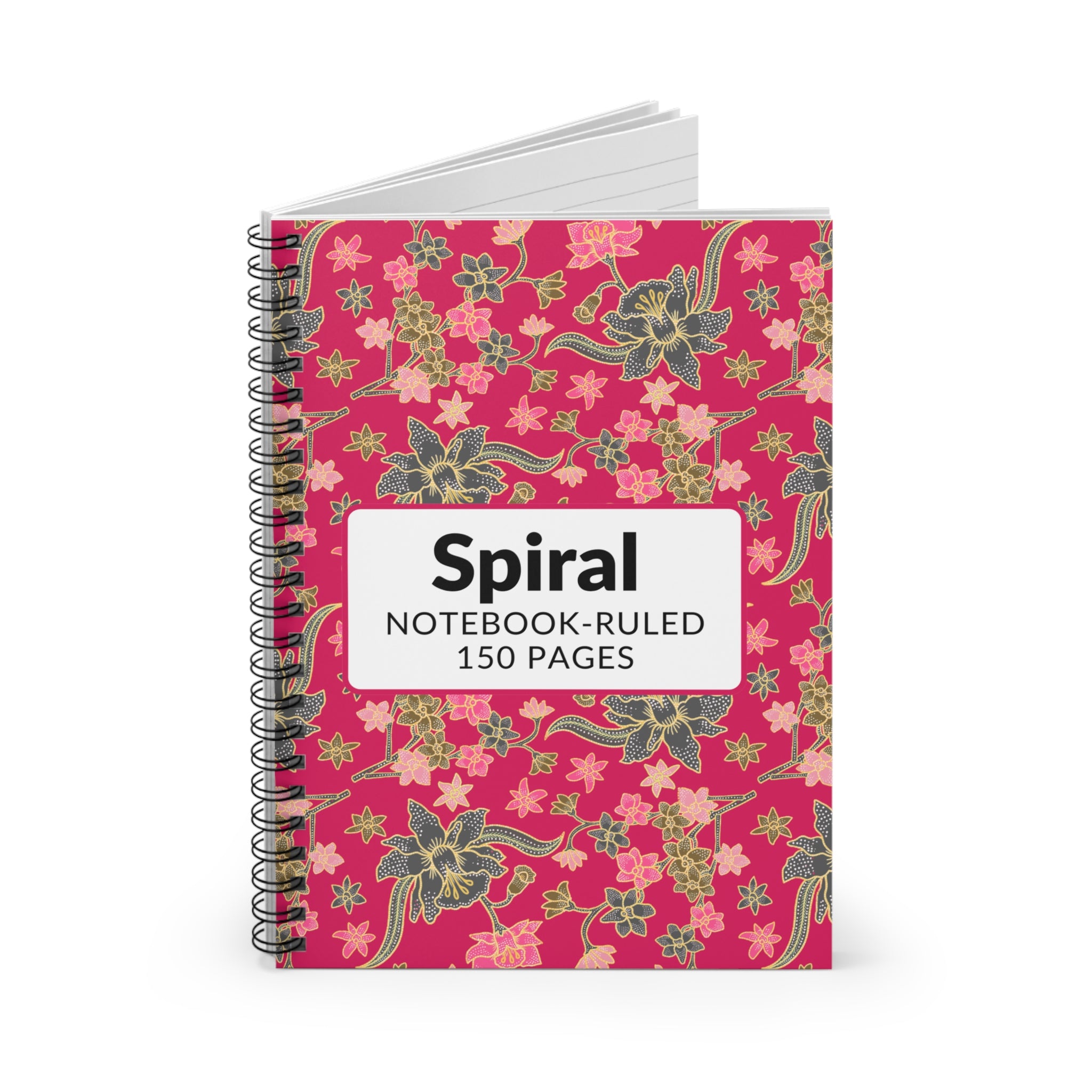 Floral Spiral Notebook — Pink Vintage Blossom Ruled Journal, 150-Page School & Daily Notebook