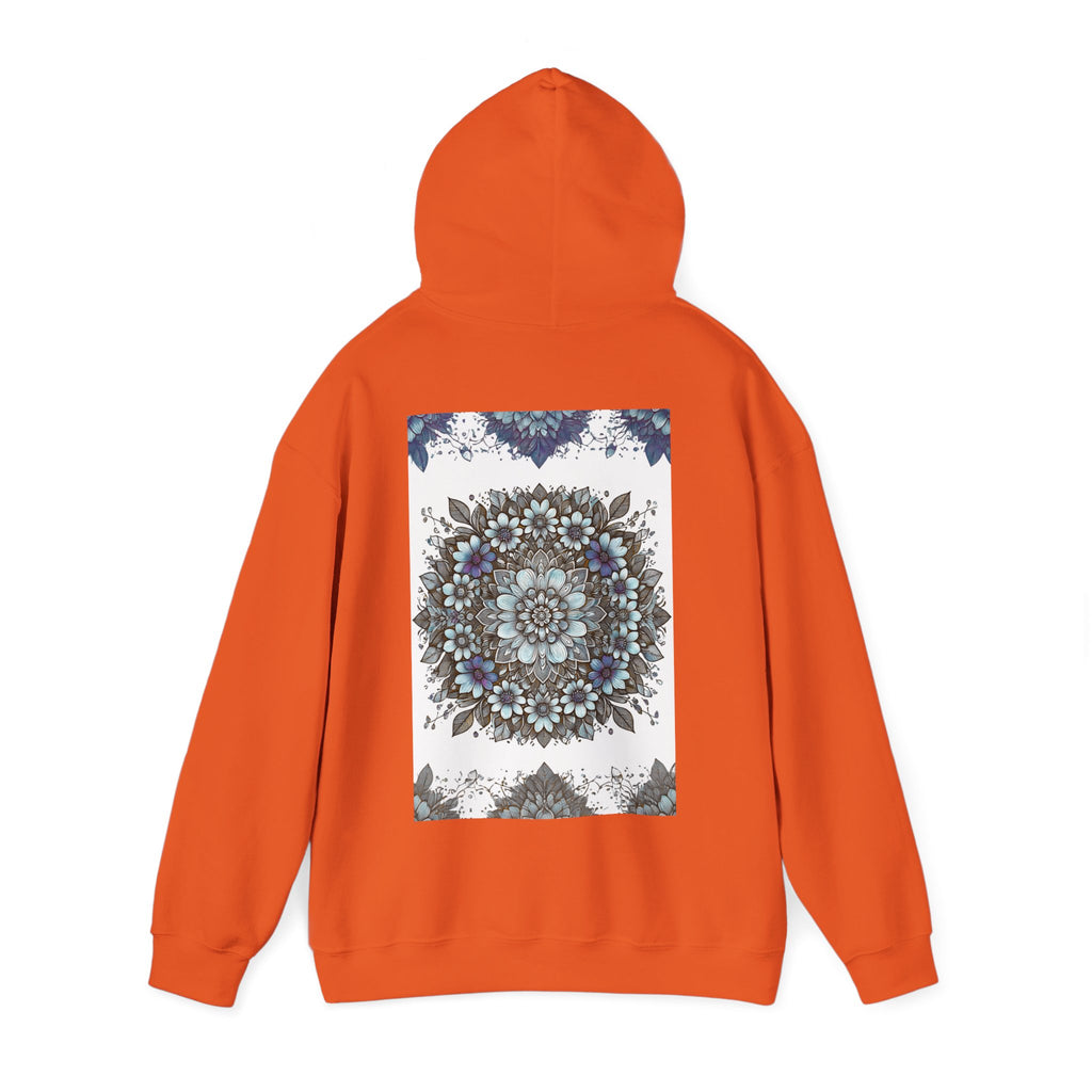 Floral Mandala Hoodie — Blue Botanical Symmetry Pullover