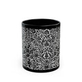 Black Ceramic Mug — Intricate Vintage Floral Pattern (11oz & 15oz)