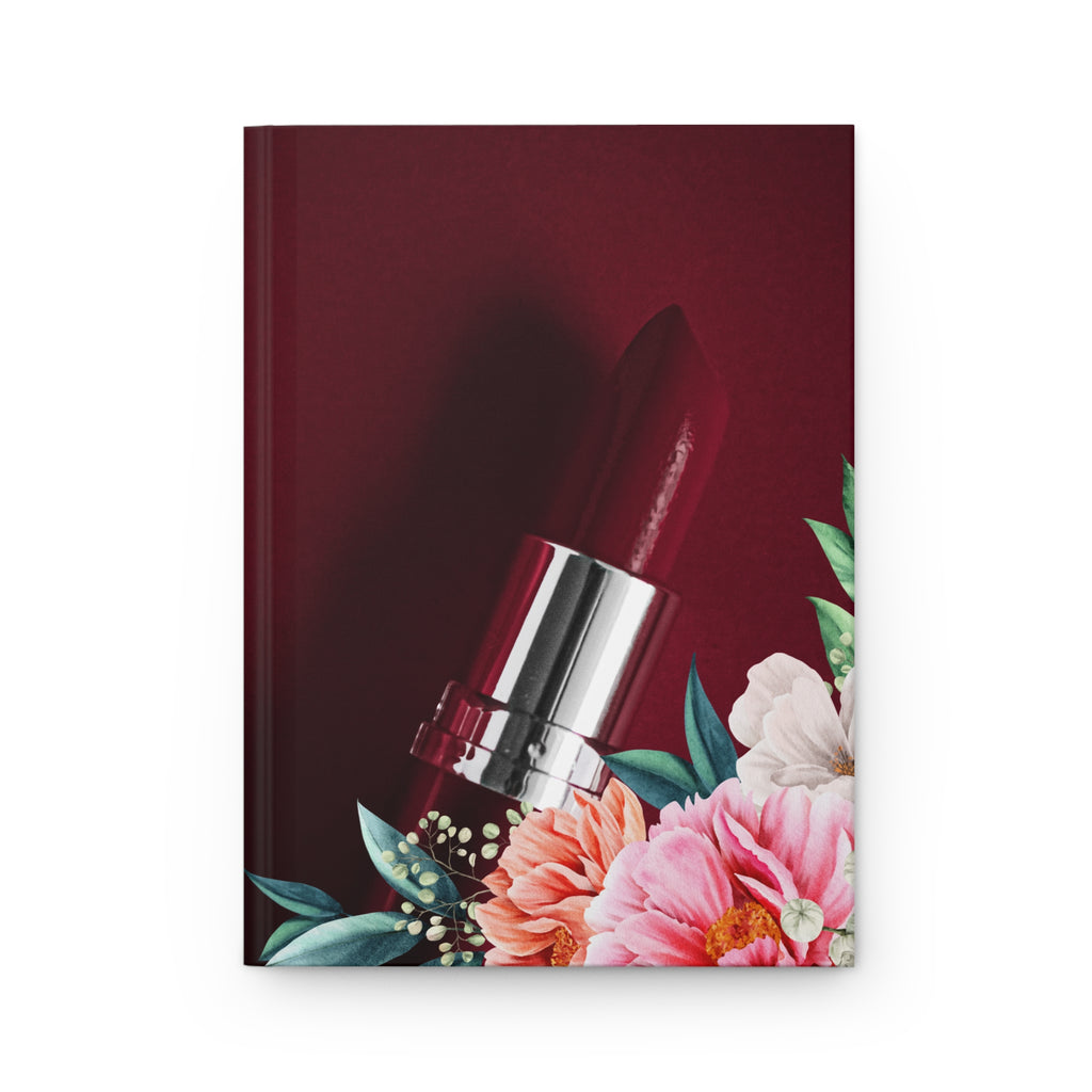 Floral Lipstick Hardcover Journal — Chic Makeup Notebook for Beauty Lovers