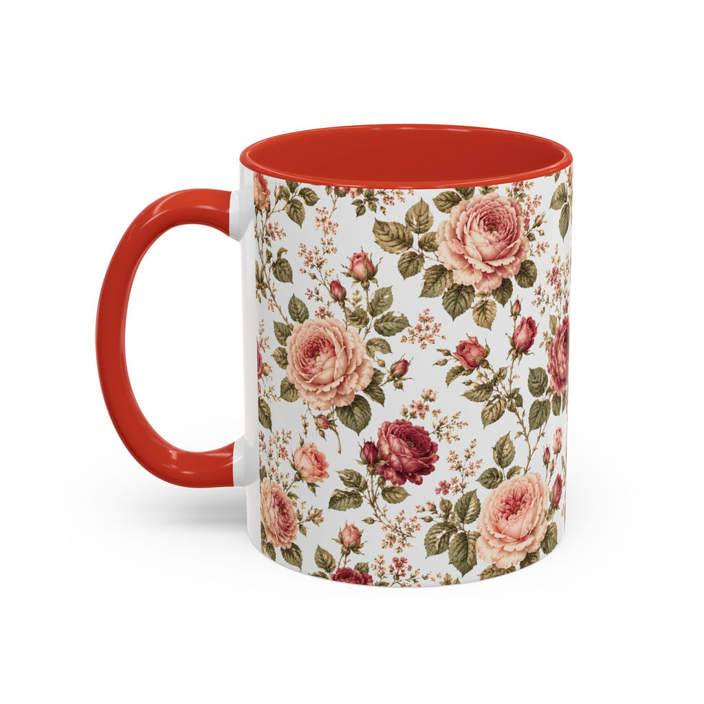 Vintage Rose Accent Coffee Mug — Floral Tea & Coffee Cup (11/15oz)