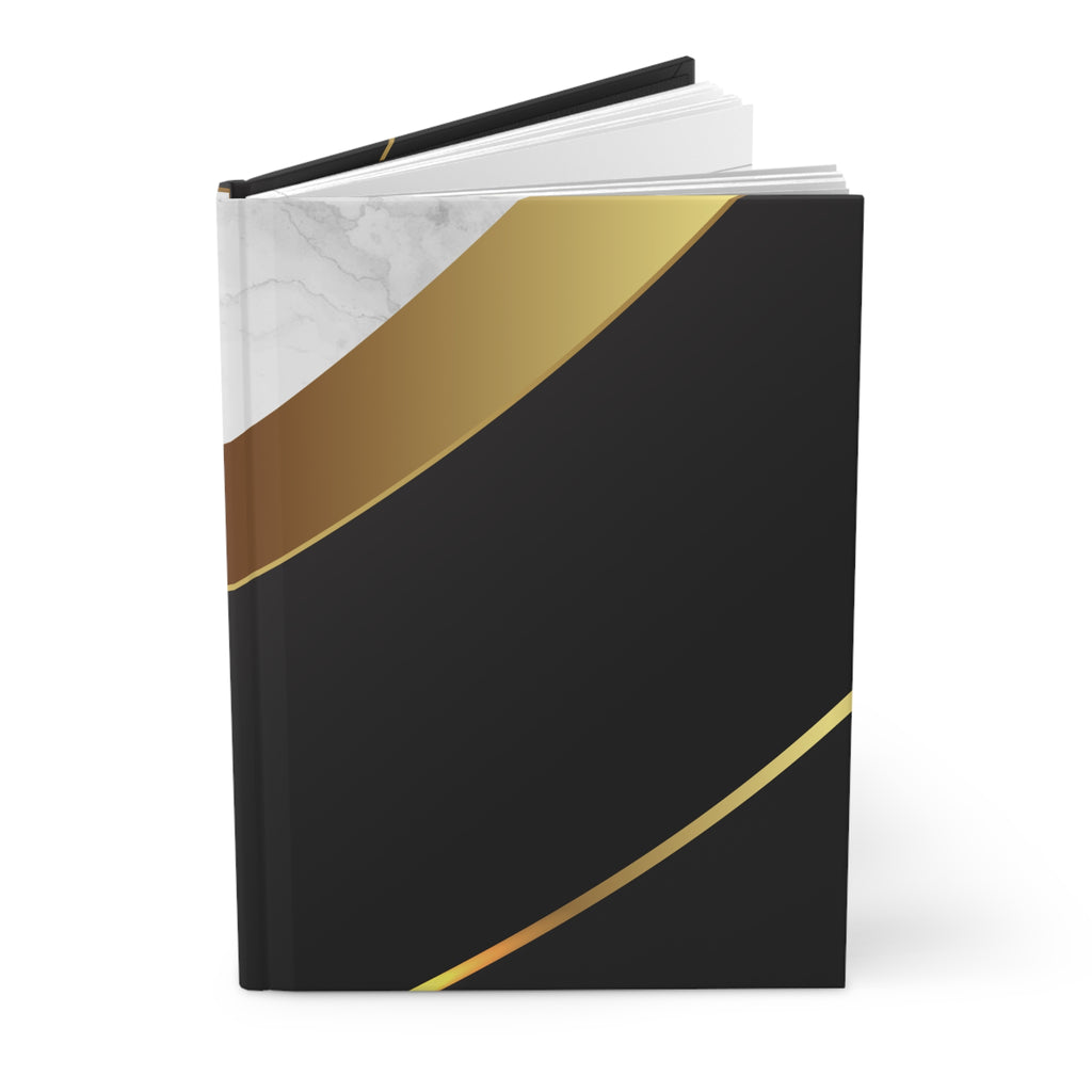 Elegant Black & Gold Hardcover Journal - Marble Accent Matte Notebook