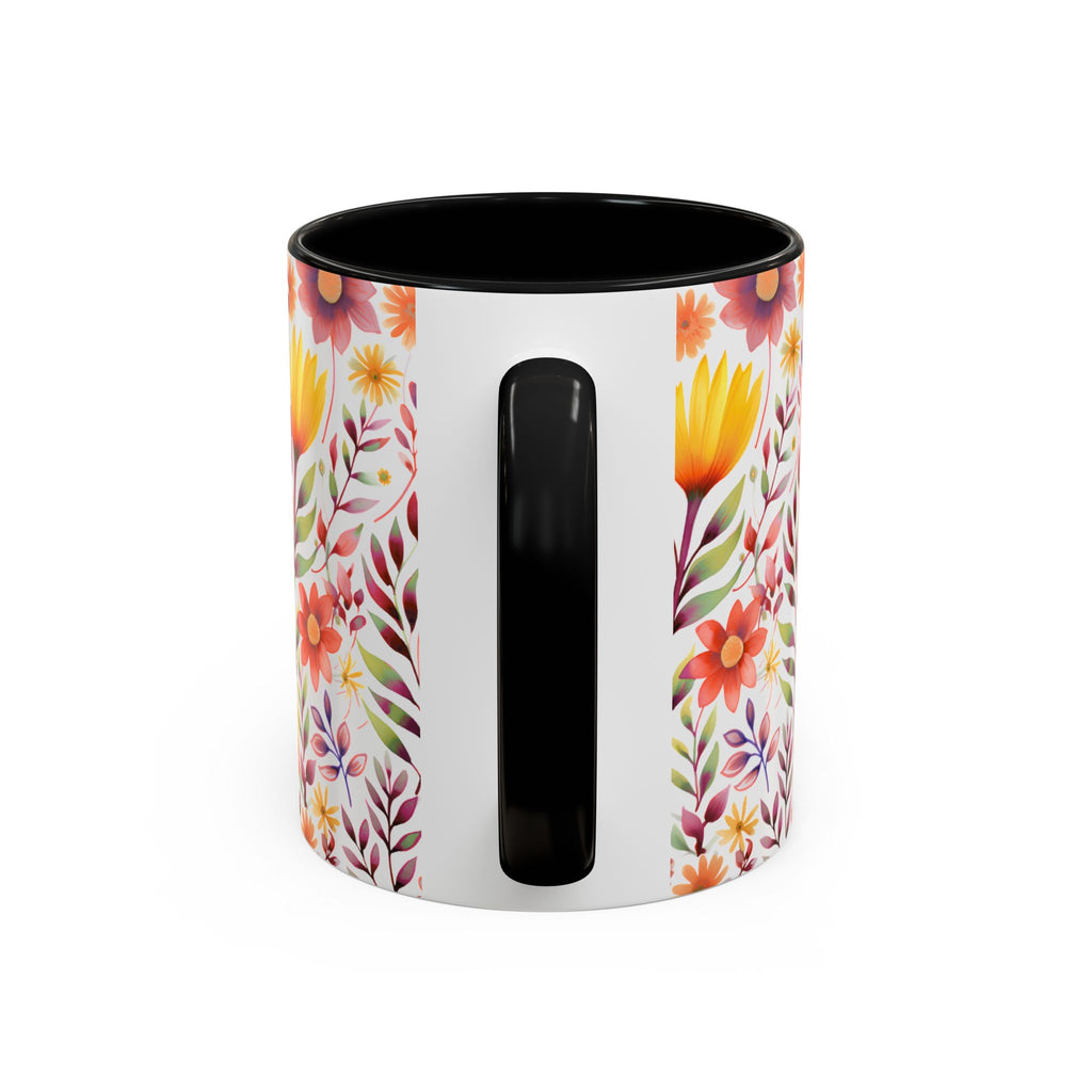 Floral Accent Coffee Mug – Colorful Watercolor Garden Design (11/15oz)