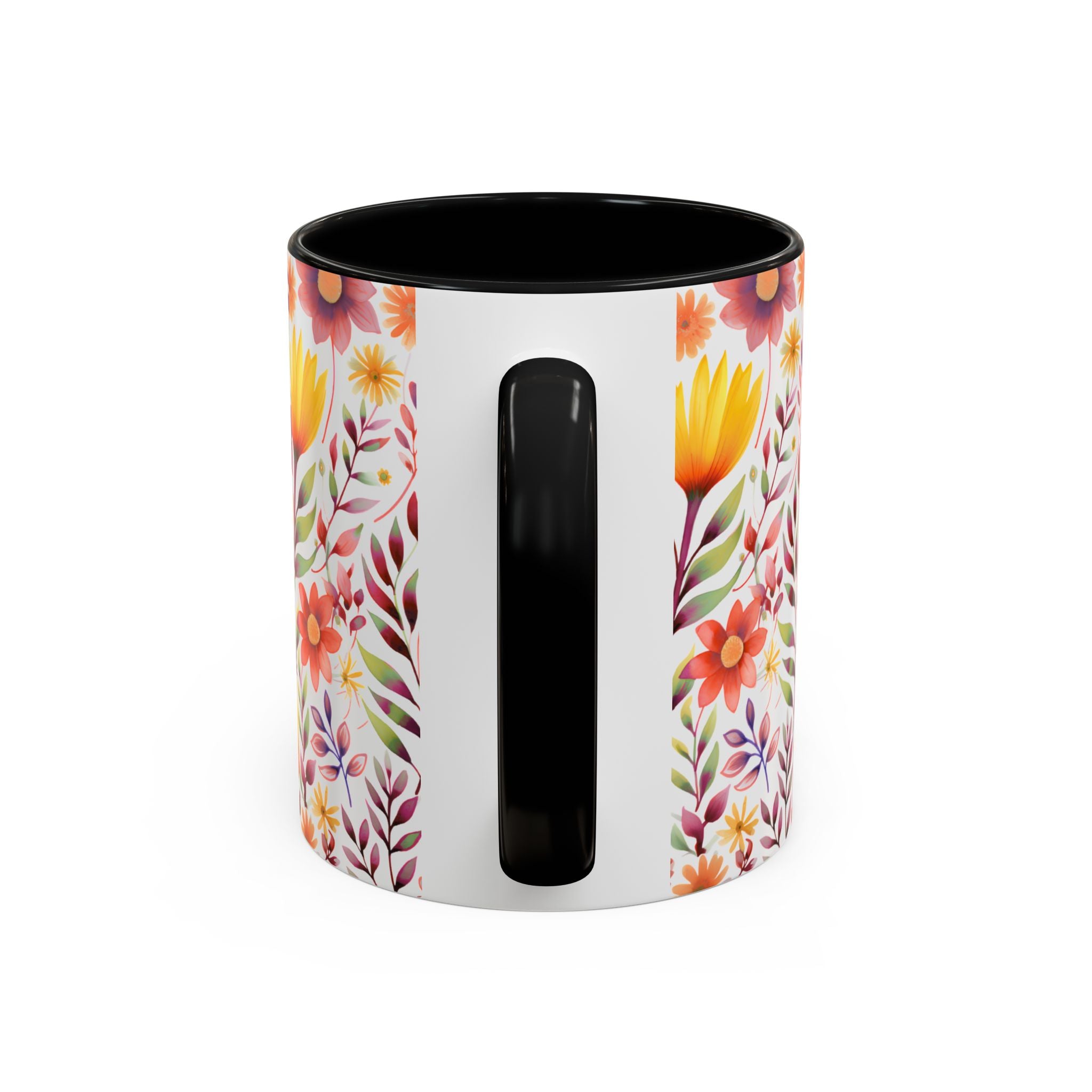 Floral Accent Coffee Mug – Colorful Watercolor Garden Design (11/15oz)