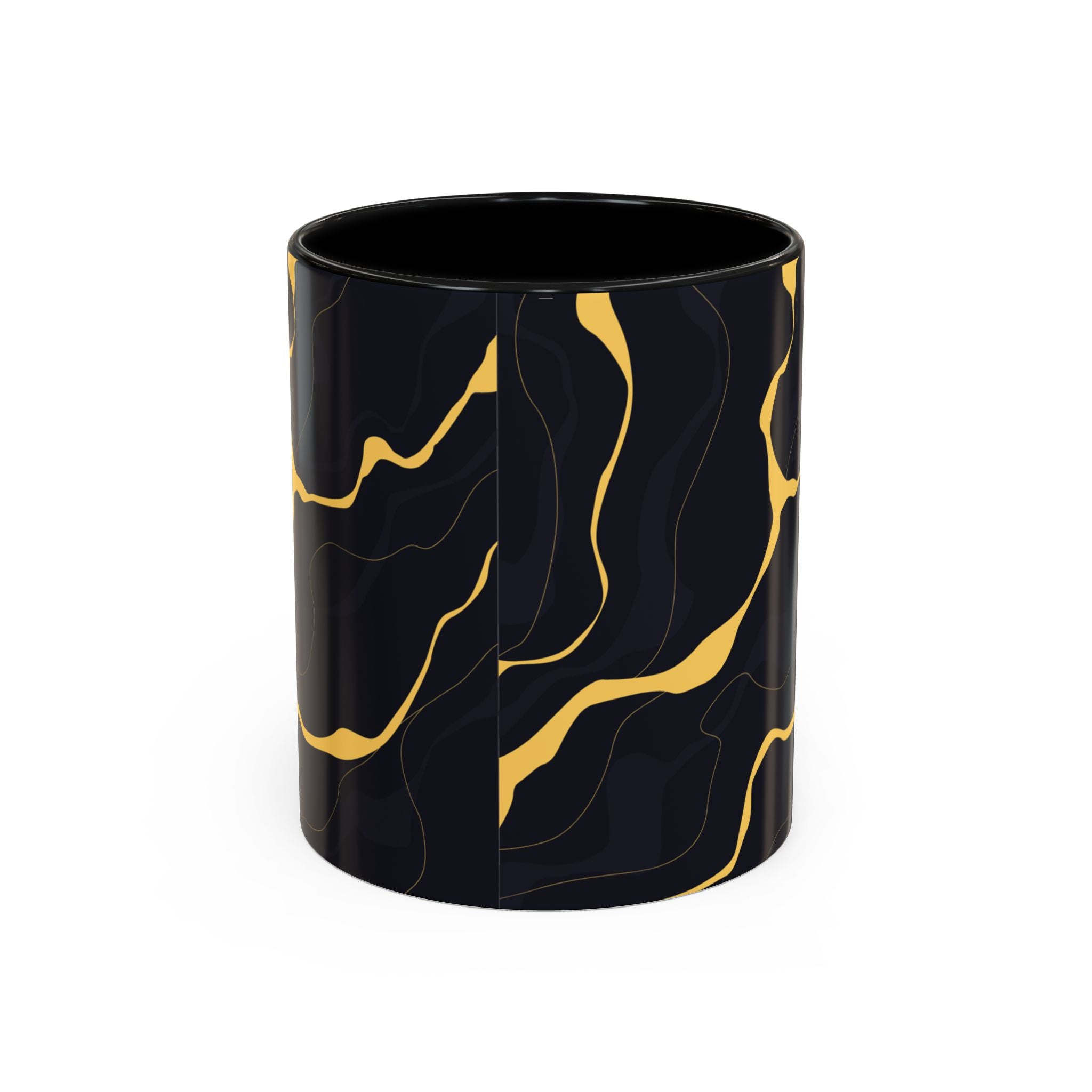 Black & Gold Marble Accent Coffee Mug — 11/15oz