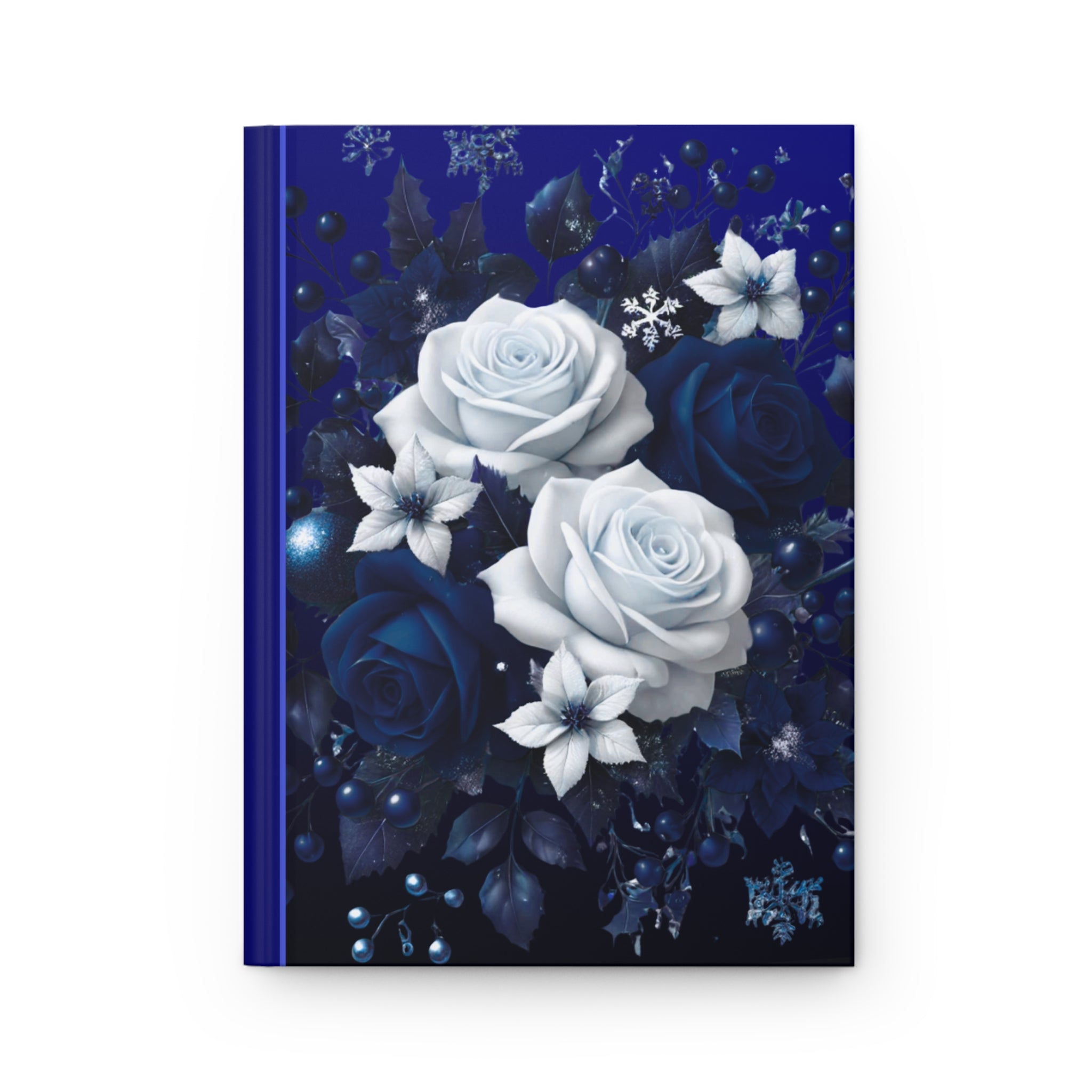 Blue & White Rose Hardcover Journal — Elegant Floral Notebook for Writing, Gifts & Winter Keepsakes