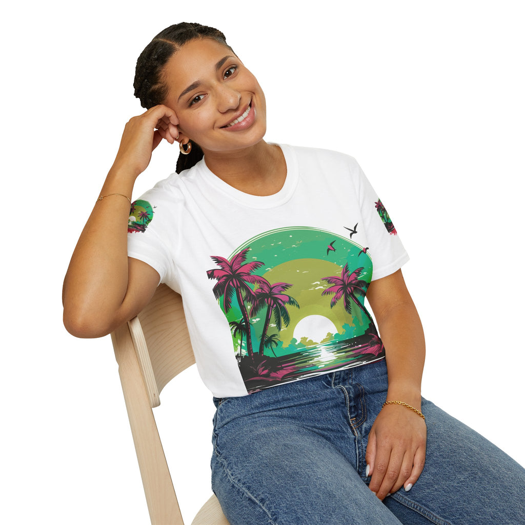 T-Shirt — Tropical Sunset Palm Beach Graphic Tee