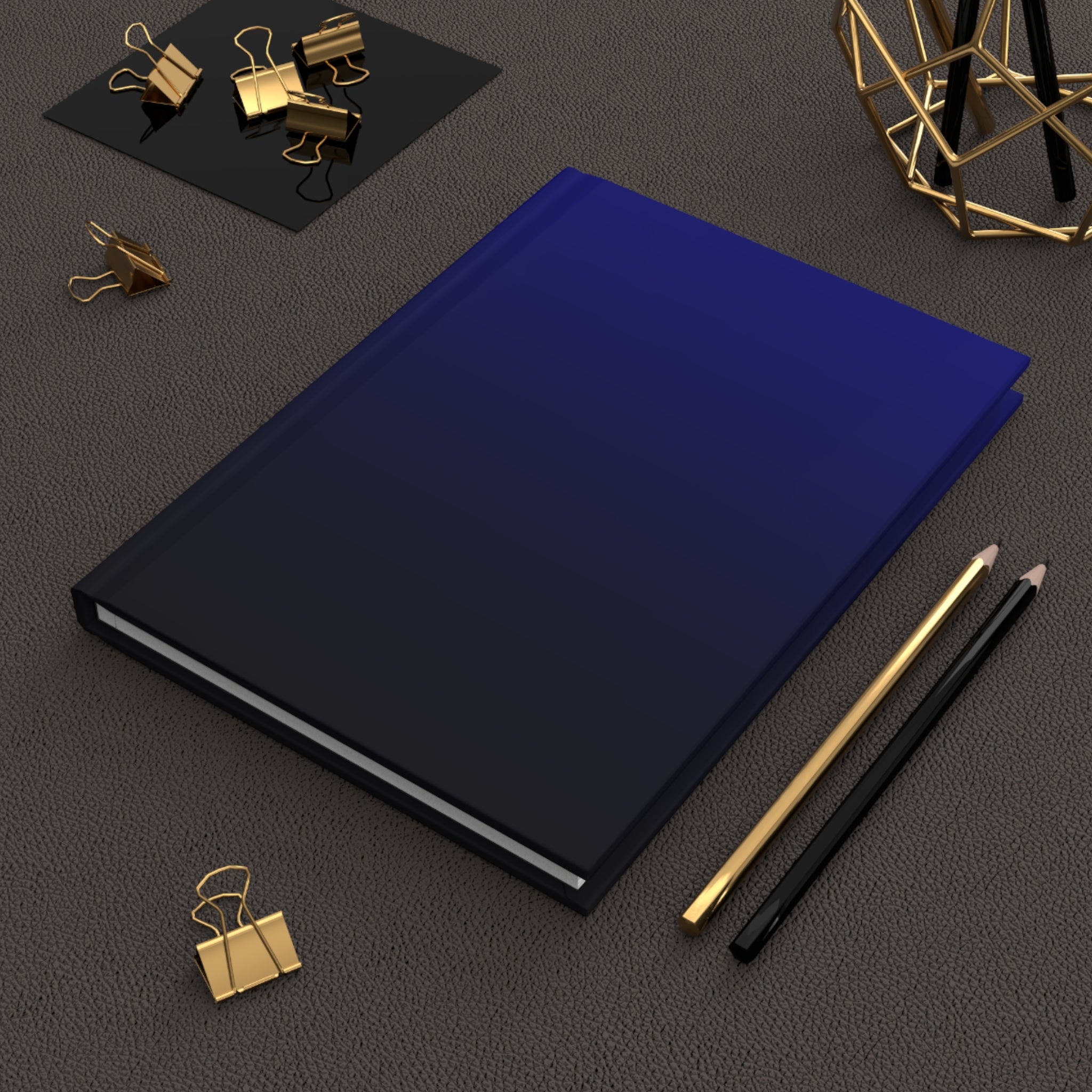 Midnight Gradient Hardcover Journal — Matte Blue to Black Notebook