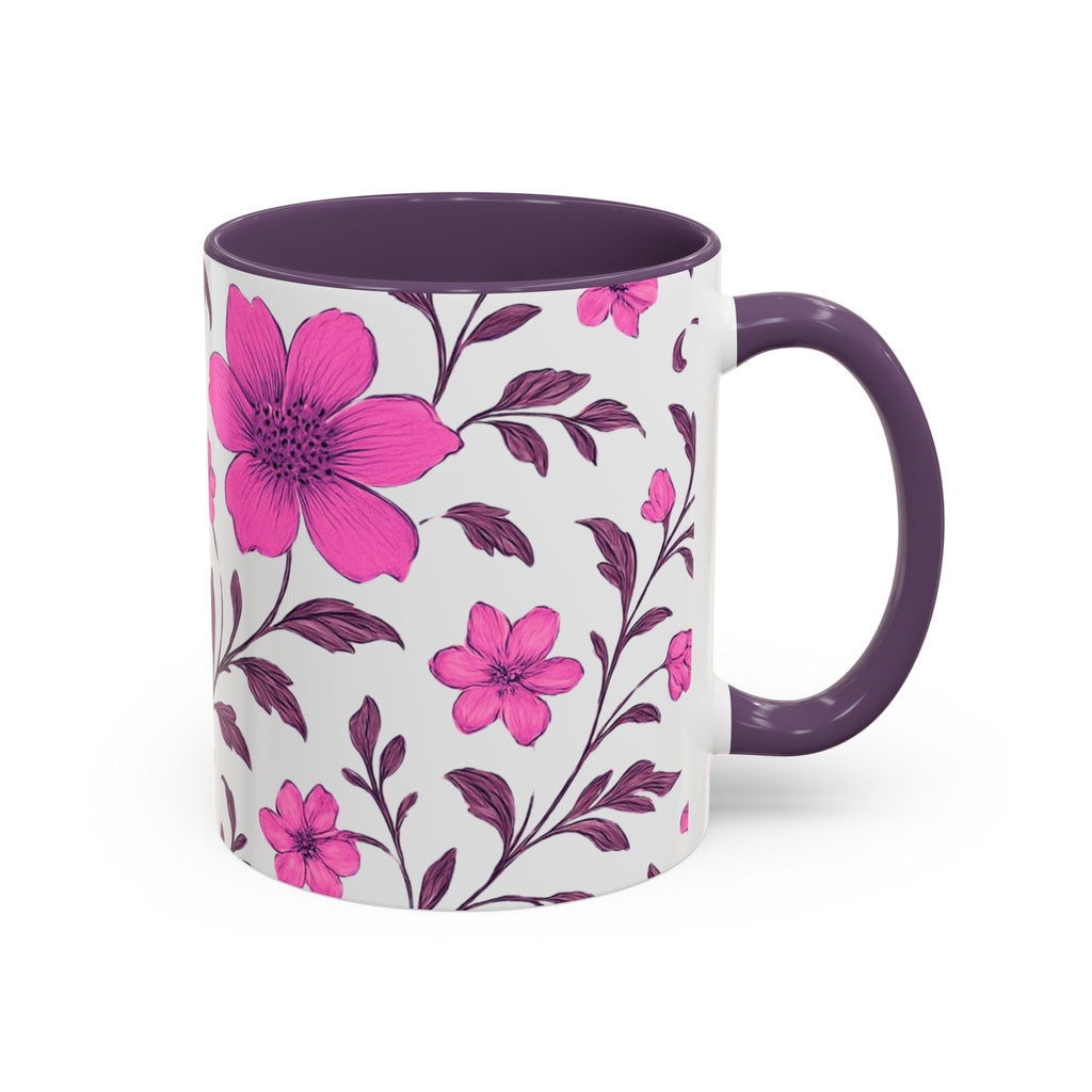 Pink Floral Accent Coffee Mug — 11/15oz