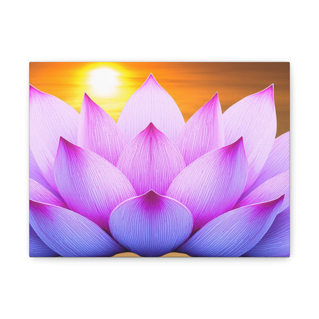 Lotus Sunrise Matte Canvas Wall Art — Purple Pink Floral Zen Décor