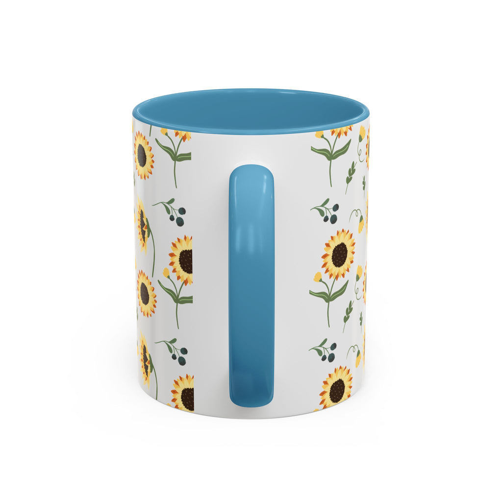 Sunflower Pattern Accent Coffee Mug — 11/15oz Ceramic Mug