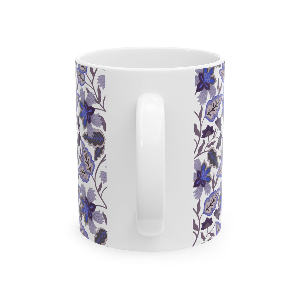 Blue Floral Ceramic Mug – Vintage Botanical Pattern (11oz & 15oz)