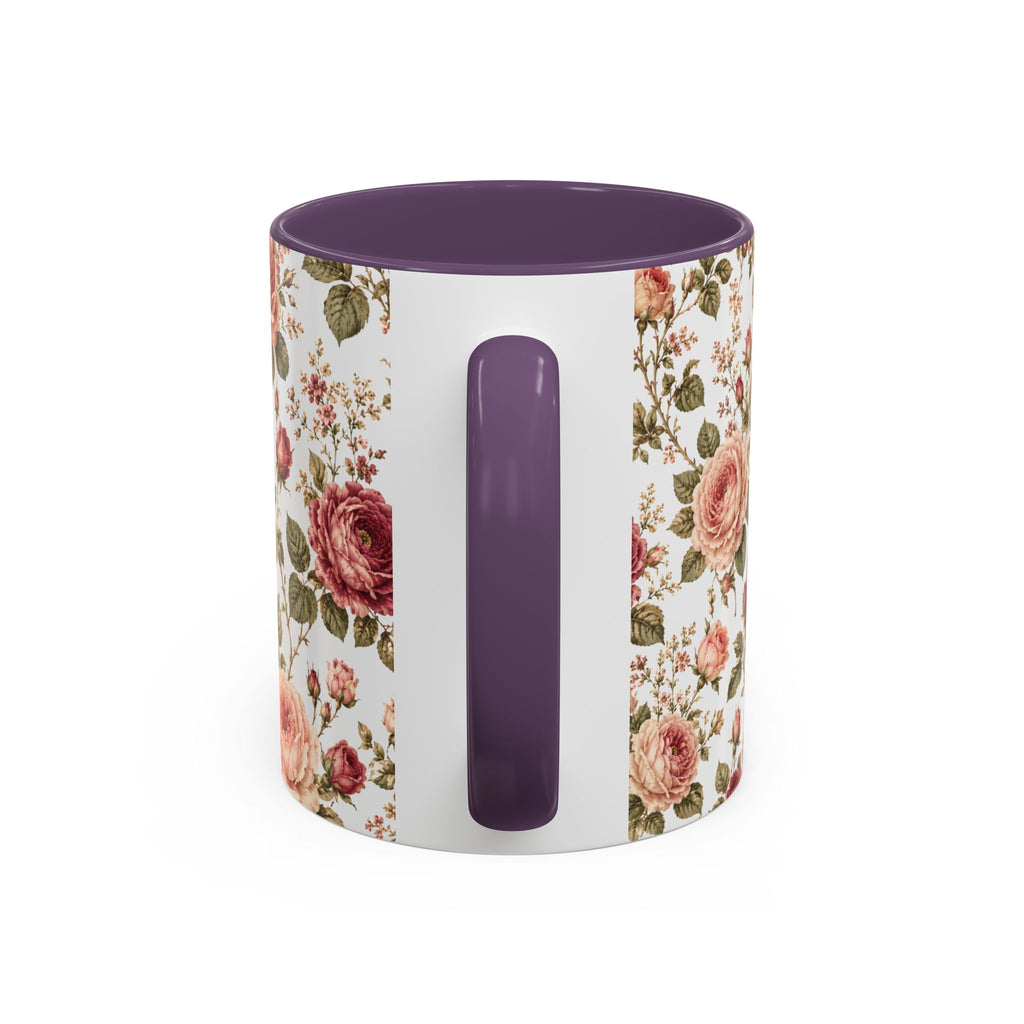 Floral Rose Accent Coffee Mug — Vintage Garden 11/15oz