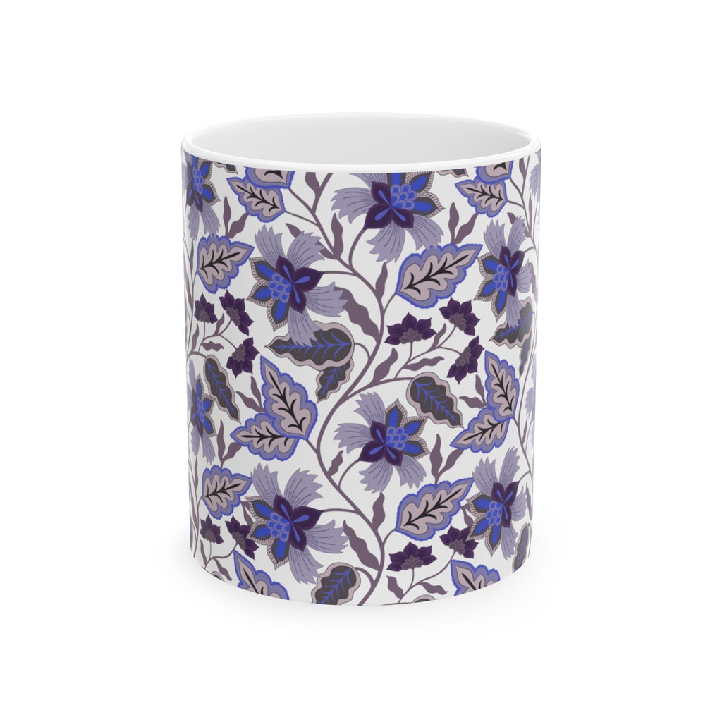 Blue Floral Ceramic Mug – Vintage Botanical Pattern (11oz & 15oz)