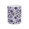 Blue Floral Ceramic Mug – Vintage Botanical Pattern (11oz & 15oz)