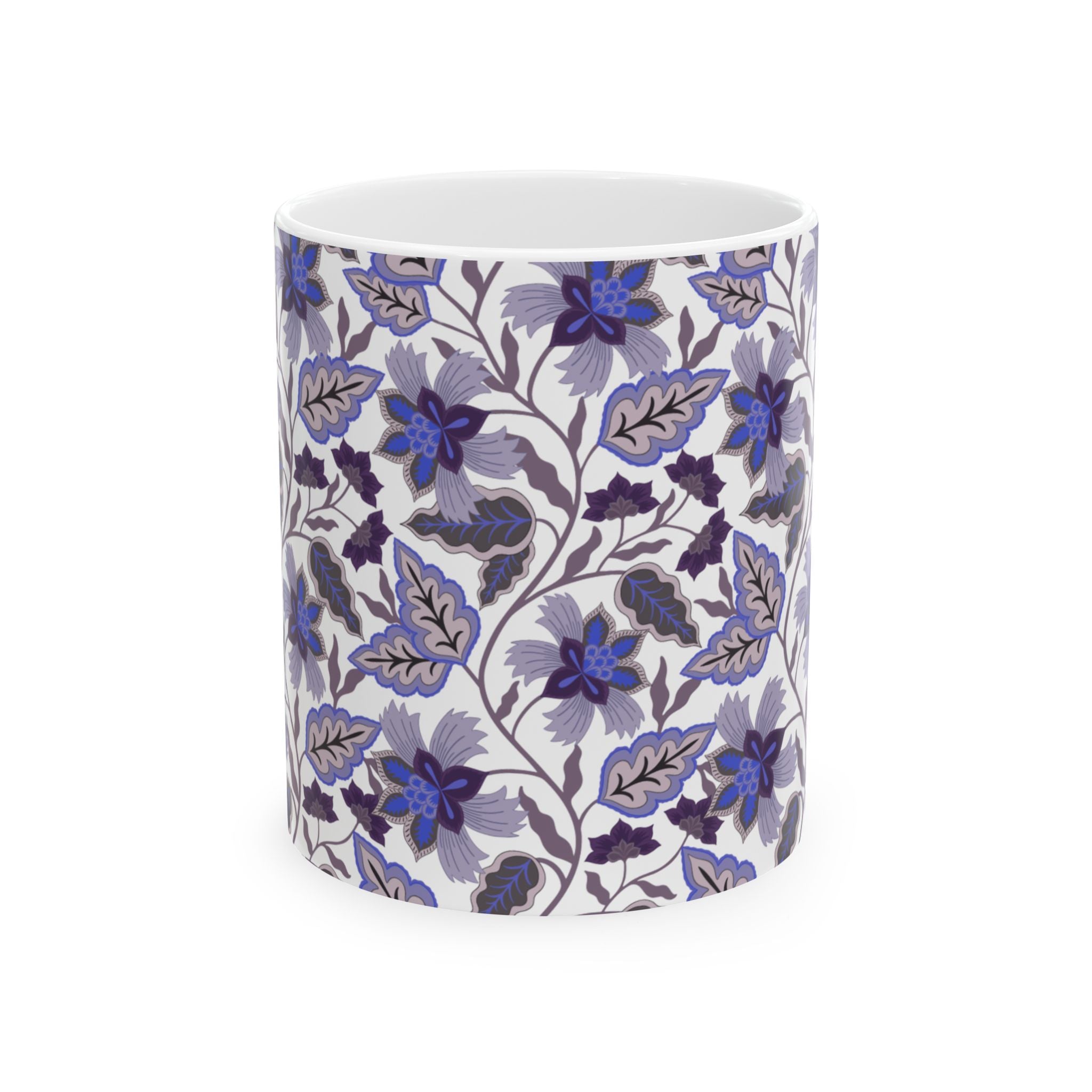 Blue Floral Ceramic Mug – Vintage Botanical Pattern (11oz & 15oz)