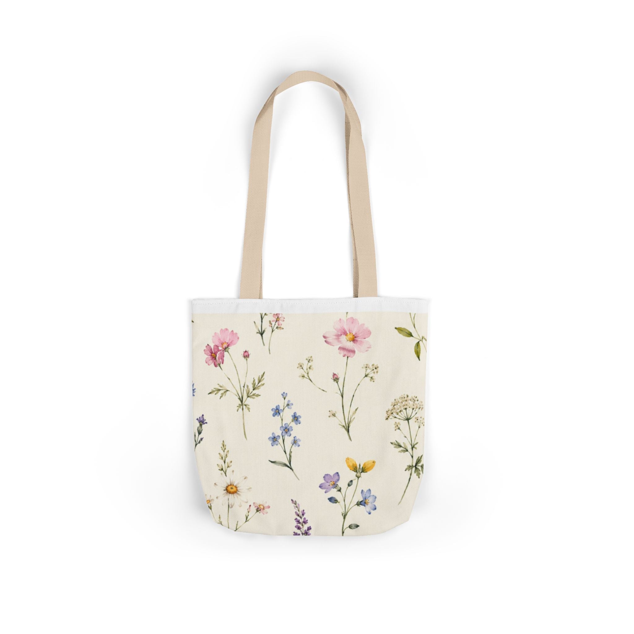 Floral Wildflower Canvas Tote Bag – Vintage Botanical Print, Everyday Market & Gift Tote