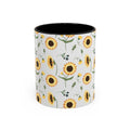 Sunflower Pattern Accent Coffee Mug — 11/15oz Ceramic Mug