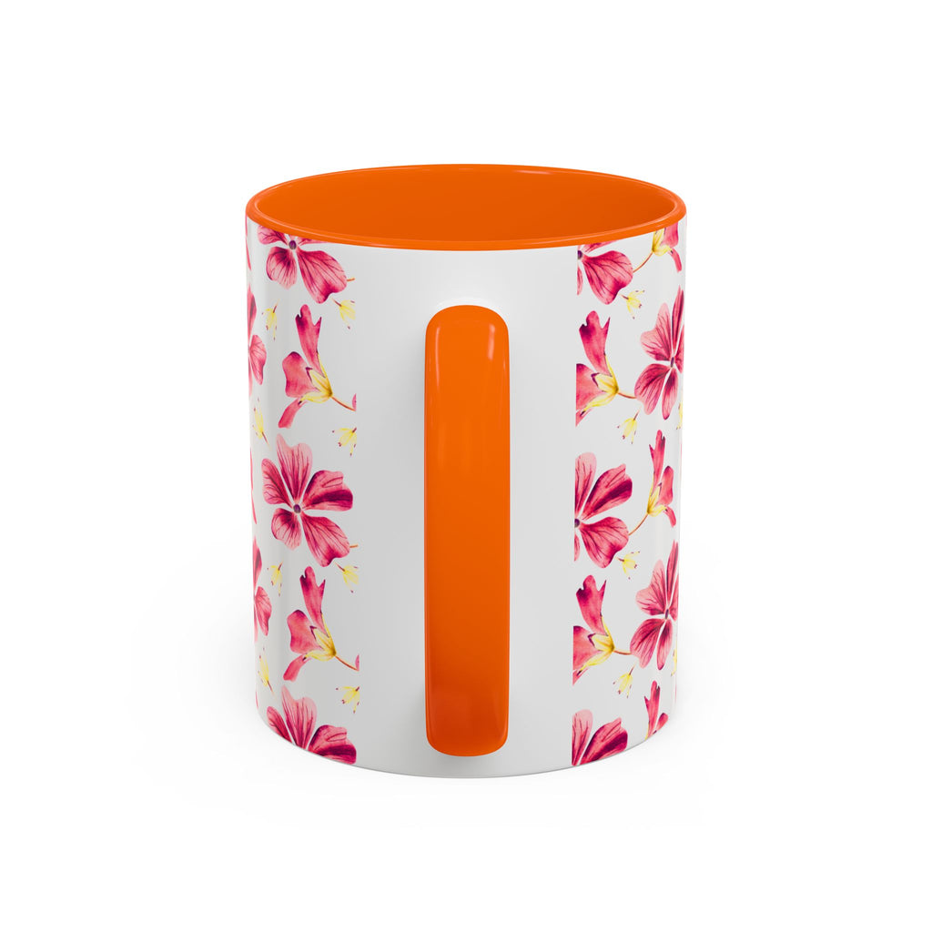 Pink Floral Accent Coffee Mug – Watercolor Hibiscus Pattern (11/15 oz)