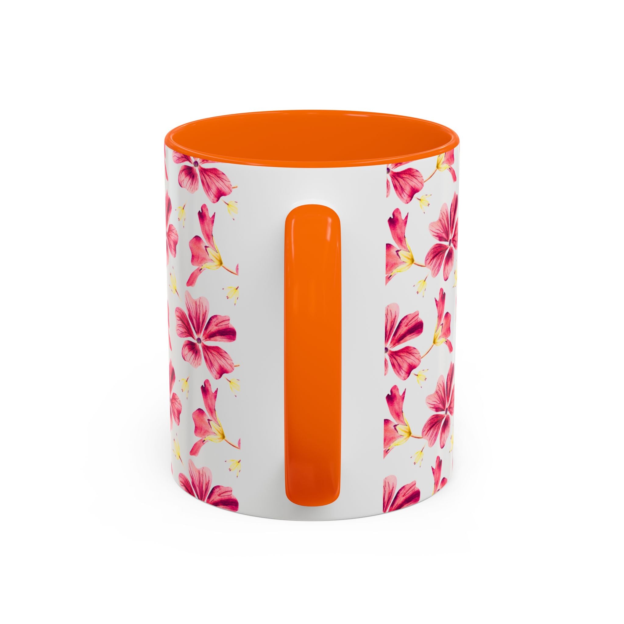 Pink Floral Accent Coffee Mug – Watercolor Hibiscus Pattern (11/15 oz)