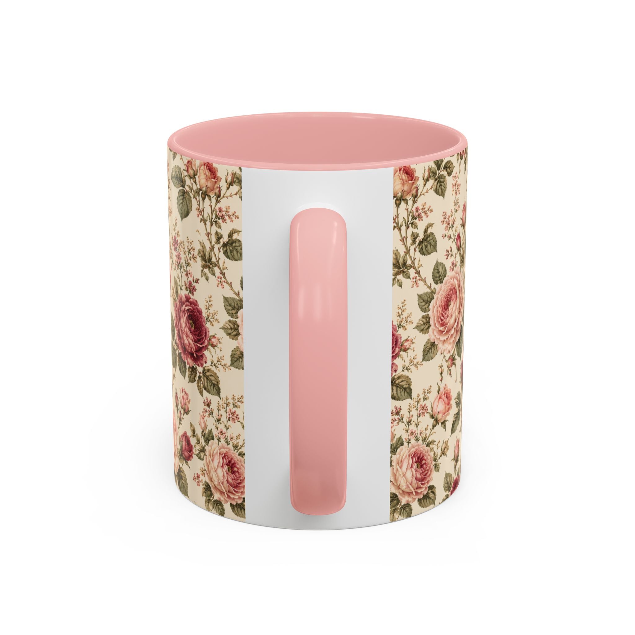 Vintage Rose Accent Coffee Mug – Floral 11/15oz Ceramic Cup