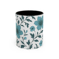 Teal Floral Accent Coffee Mug (11/15oz) – Ceramic Tea & Coffee Cup