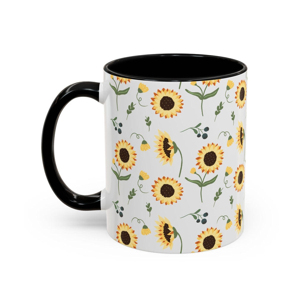 Sunflower Pattern Accent Coffee Mug — 11/15oz Ceramic Mug
