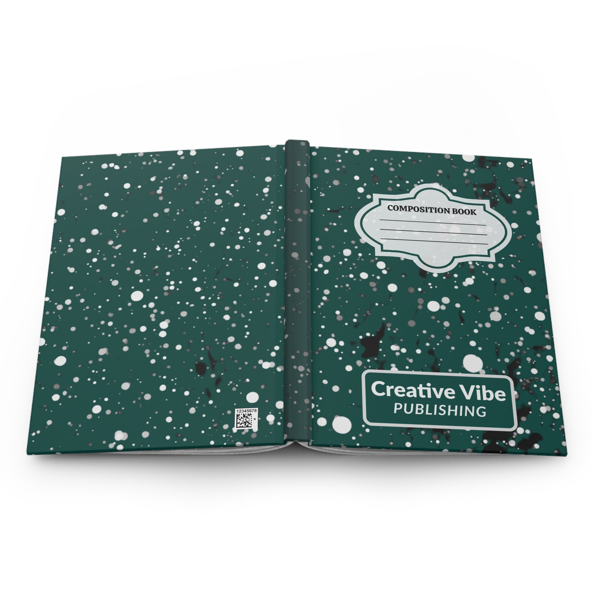Composition Book Hardcover Journal – Teal Splatter "Creative Vibe Publishing"