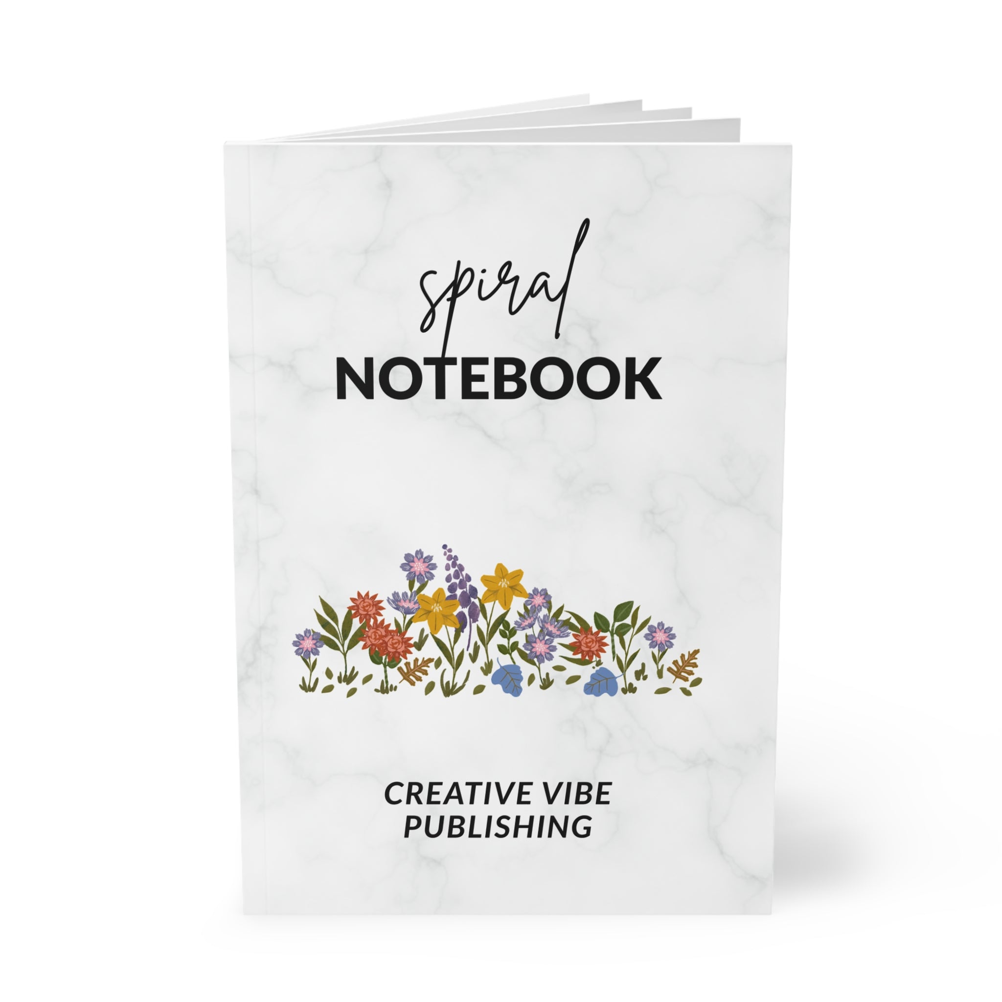 Marble Floral Notebook — "Spiral Notebook" A5 Softcover Journal